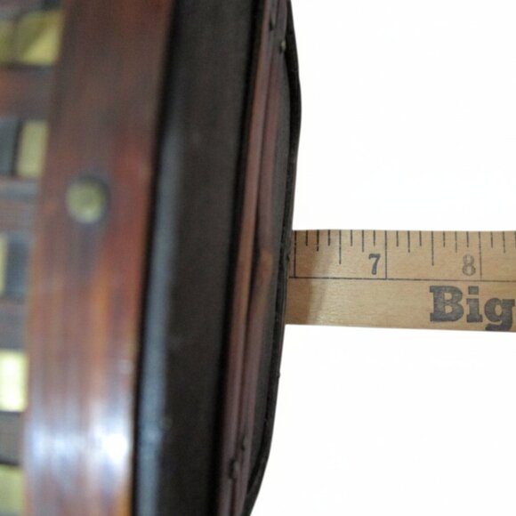 Rare Vintage Woven Wood & Brass Strip Box Unique Antique Keepsake Chest Artisan - Picture 6 of 8